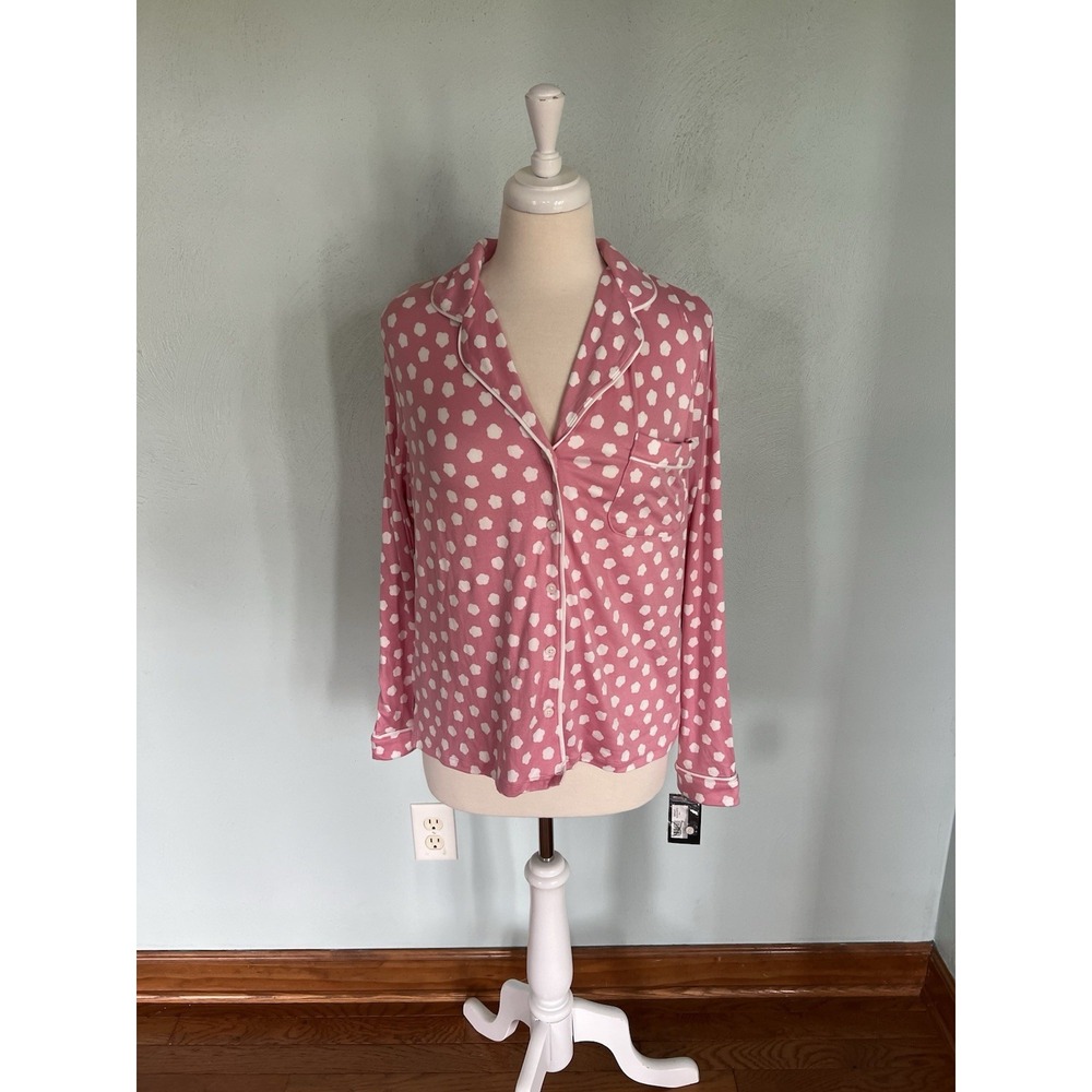 Kate‎ Spade Pretty In Pink Clouds Soft Cozy Warm Button Down Women's Pajama Top